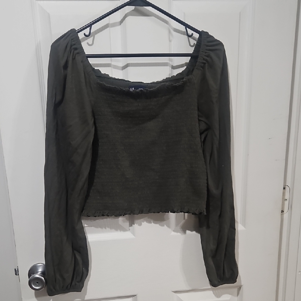 Bundle Sale | GAP Dark Olive Women's Smocked Blouse Size Large